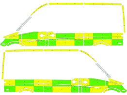 Striping Mercedes Sprinter L2H2 Battenburg Groen/Geel/Wit  links   rechts  2 schuifdeuren