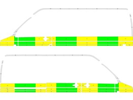 Striping VW Transporter T5 L2H2 - Half Battenburg T11500 Grun / Gelb / Wei  KIT  links   rechts  1 S