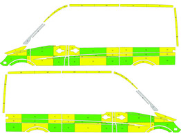 Striping Mercedes Sprinter L2H2 Battenburg Groen/Geel/Wit  links   rechts  2 schuifdeuren Het Vlaamse Kruis