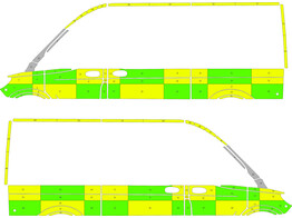 Striping Mercedes Sprinter 2019 L2H2 - Battenburg Avery Prismatic T11500 Green/Yellow/White KIT  lef