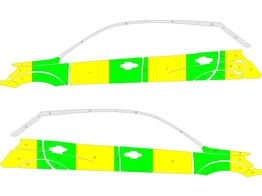 Striping Ssangyong Korando 2010 2019 - Half Battenburg Groen/Geel/Wit  Links   Rechts 