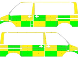 Striping VW Transporter T5 Battenburg Groen-Geel 1-EXQ-897