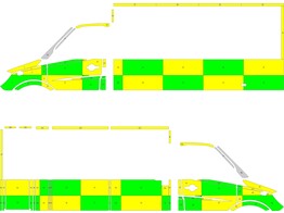 Striping Mercedes Sprinter -2018 Kastopbouw Battenburg Groen/Geel/Wit  links   rechts  112 Hageland