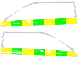 Striping Ford Transit Custom L1H2 half battenburg geel/groen/wit 1 schuifdeur rechts