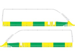 Striping Citroen Jumper/Peugeot Boxer L3H2 2006- Half Battenburg Vert/Jaune/Blanc  gauche   droete 