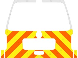 Striping VW Caddy Klep - Half Chevrons T11500 geel/oranje/wit 10 cm