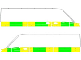 Striping Mercedes Sprinter 2018 L2H1 - Half Battenburg T11500 Grun/Gelb Wei   links   rechts  1 Schi