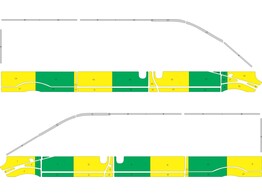 Striping Renault Trafic/Opel Vivaro 2010-2015 L2H1 - Half Battenburg Green/Yellow/White 2 sliding do