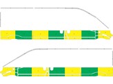 Striping Renault Trafic/Opel Vivaro 2010-2015 L2H1 - Half Battenburg Grun / Gelb / Wei  2 Schiebetur