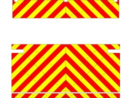 Striping Dhollandia Hayon - Chevrons T7500 Rouge/Jaune Classe III 10 cm - 2000kg Mercedes Atego