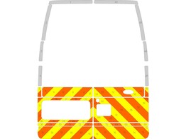 Striping Ford Transit  oud model  H3 Half Chevrons Oranje/Geel/Wit 10 cm RKV