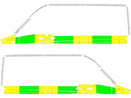 Striping Mercedes Sprinter L2H2 Half Battenburg Groen/Geel/Wit  links   rechts  2 schuifdeuren Tervuren