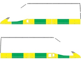 Striping Ford Transit  oud model  Half Battenburg Green/Yellow/White  rechts links  1 schuifdeur RKV Stekene