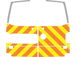 Striping Volkswagen T6 2016 Chevrons Avery Prismatic oranje/Geel 10 cm deuren 270  met ruiten/ruitenwissers/magneten RKV Mortsel