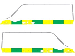 Striping Renault Master 2020 L2H2 Half Battenburg Groen/Geel/Wit  links   rechts  2 schuifdeuren RKV RAND