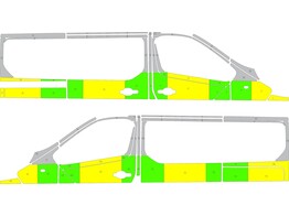 Striping Opel Vivaro en Renault Trafic L1H1 half Battenburg 1 schuifdeur RKV Heusden-Zolder