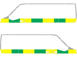 Striping Renault Master L3H2 Half Battenburg Groen/Geel/Wit  links   rechts  1 schuifdeur RKV Zwevezele