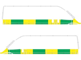 Striping Citroen Jumper/peugeot boxer L3H2 Half Battenburg Groen/Geel/Wit  links   rechts  1 schuifdeur RKV Lille