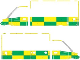 Striping Mercedes Sprinter 2020 Caisse Dulmer Waasland Battenburg Vert/Jaune/Blanc  gauche   droite 