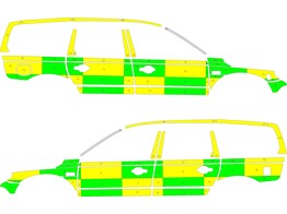 Striping Volvo XC70 2008-2016 Battenburg Vert/Jaune/Blanc  gauche   droite  CHU Tivoli 1-CJX-174