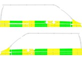 Striping Volkswagen Transporter T6 2019 L2H2 - Half Battenburg T11500 Grun / Gelb / Wei  KIT  links