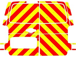 Striping Opel Vivaro 2020 H1 - Chevrons T7500 Rood/Geel 10 cm - Zonder ruiten