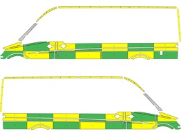 Striping Mercedes Sprinter L3H2 Battenburg Groen/Geel/Wit  links   rechts  2 schuifdeuren V20896