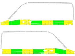 Striping Mercedes Sprinter L2H2 Half Battenburg Groen/Geel/Wit  links   rechts  2 schuifdeuren RKV Oostkamp