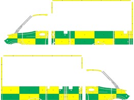 Striping MB Sprinter Kast Battenburg Groen/Geel/Wit  links   rechts  Zone Oost