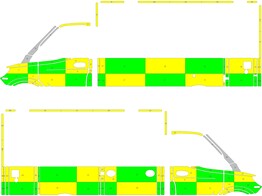 Striping Mercedes Sprinter 2020 Kastopbouw Dulmer Dinaphi Battenburg Groen/Geel/Wit  links   rechts 