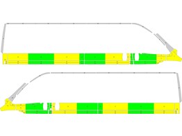 Striping Citroen Jumper/Peugeot Boxer L4H2 2006- Half Battenburg Groen/Geel/Wit  links   rechts  2 schuifdeuren