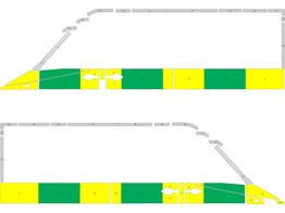 Striping Mercedes Sprinter oud model L2H2 half Battenburg Groen/Geel/Wit  links   rechts  2 schuifdeuren RKV Tervuren