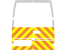 Striping Mercedes Sprinter oud model  -2006 /VW Crafter  1996-2006 /VW LT 35 H2 Chevrons Oranje/Geel 10 cm 2 achterdeuren met ruiten