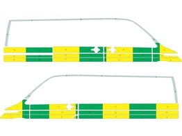 Striping Volkswagen Transporter T6.1 2019 L1H1 - Half Battenburg Groen/Geel/Wit KIT  links   rechts  1 schuifdeur rechts