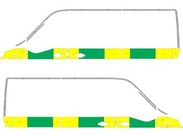 Striping Renault Master 2020 L2H2 Half Battenburg Groen/Geel/Wit  links   rechts  2 schuifdeuren RKV Oudenaarde