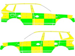 Striping BMW X3 2003-2010 Battenburg jaune/vert/blanc SMUR YCI-729