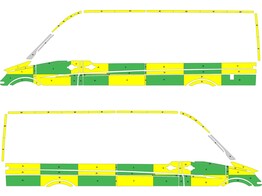 Striping Mercedes Sprinter L3H2 Battenburg Groen/Geel/Wit  links   rechts  V20895