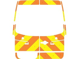 Striping Mercedes Sprinter H2 Chevrons Oranje/Geel 20 cm 2 achterdeuren 270  met ruiten en magneten V20895