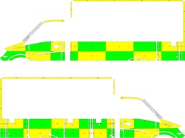 Striping Mercedes Sprinter Kastopbouw Battenburg Groen/Geel/Wit  links   rechts  Personaid