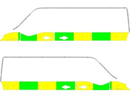 Striping Renault Master 2018 L1H1 - Half Battenburg Vert/Jaune/Blanc KIT  gauche   droite  2 portes