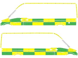 Striping Mercedes Sprinter L3H2 Battenburg Groen/Geel/Wit  links   rechts  2 schuifdeuren V20905