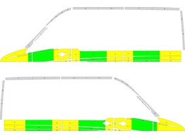 Striping volkswagen crafter -2017 Half Battenburg Green/Yellow/White KIT  links   rechts  schuifdeur rechts