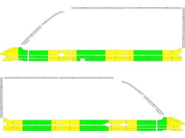 Striping Volkswagen Crafter 2017 L3H3 - Half Battenburg T11500 Vert/Jaune/Blanc  gauche   droite  1