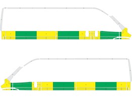 Striping Peugeot Boxer L3H2 Half Battenburg Groen/Geel/Wit  links   rechts  1 schuifdeur