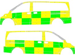 Striping Mercedes Vito MUG Battenburg Groen/Geel/Wit  links   rechts   Kliniek Sint-Jan/Clinique Saint-Jean