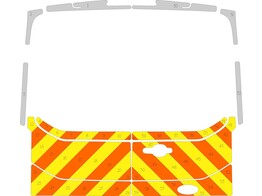 Striping Ford Transit H2 avec 2 portes chevrons arriere ORANGE/JAUNE/BLANC 10 cm RKV