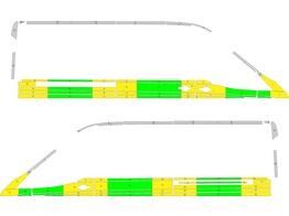 Striping Ford Transit L3H2 half battenburg jaune/vert/blanc 1 portes sliding droite