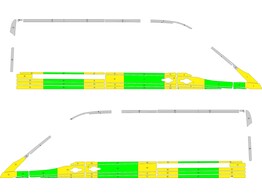 Striping Ford Transit L3H2 Half Battenburg Green/Yellow/White  links   rechts  2 Schuifdeuren ASIMEX zonder flitsers