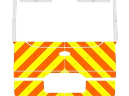 Striping Ford transit Custom Half Chevrons Oranje/Geel/Wit 10 cm kofferklep RKV