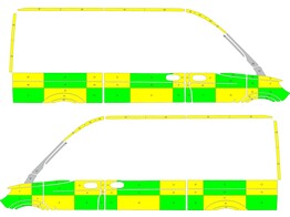 Striping Mercedes Sprinter 2018 L2H2 - Half Battenburg T11500 Vert/Jaune/Blanc  gauche   droite  2 p